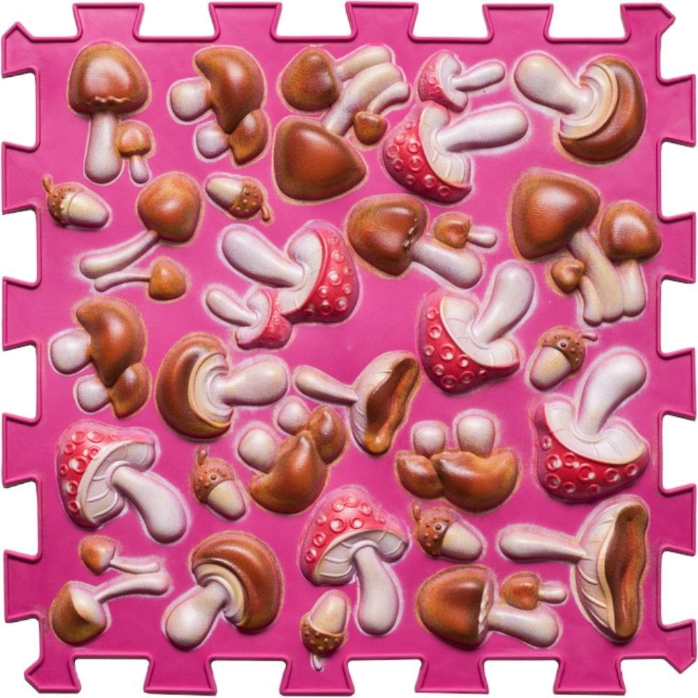 Килимок масажний Пазли гриби різнокольорові Ортек 11085 26*26  Рожевий