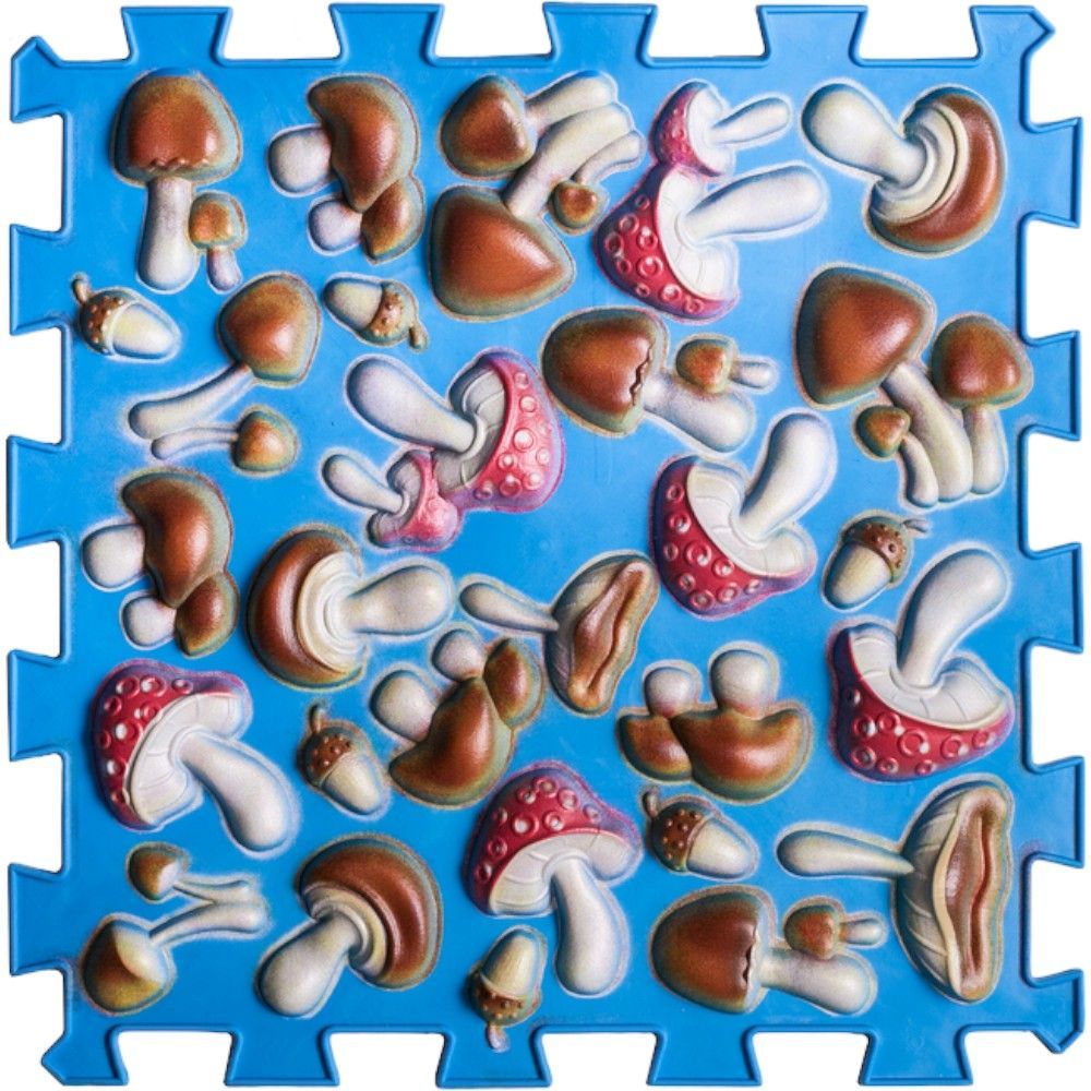 Килимок масажний Пазли гриби різнокольорові Ортек 11086 26*26  Блакитний