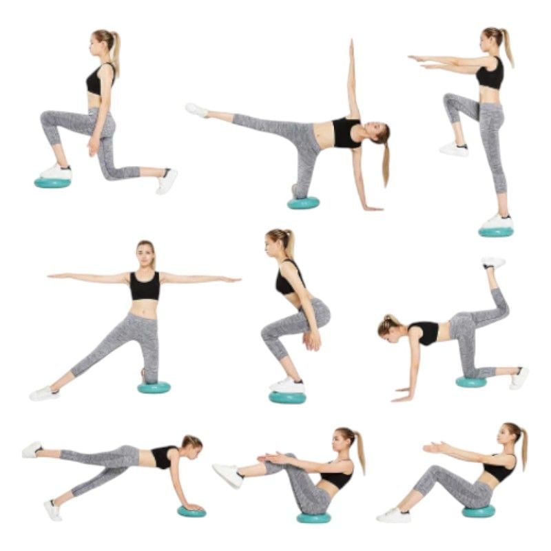 Балансувальна подушка масажна надувна з насосом 17.53 D 33см Різнокольорові