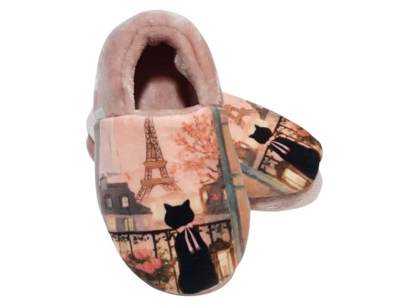 Тапочки Memory Home чорна киця Waldi 60.621 30-31 Рожеві